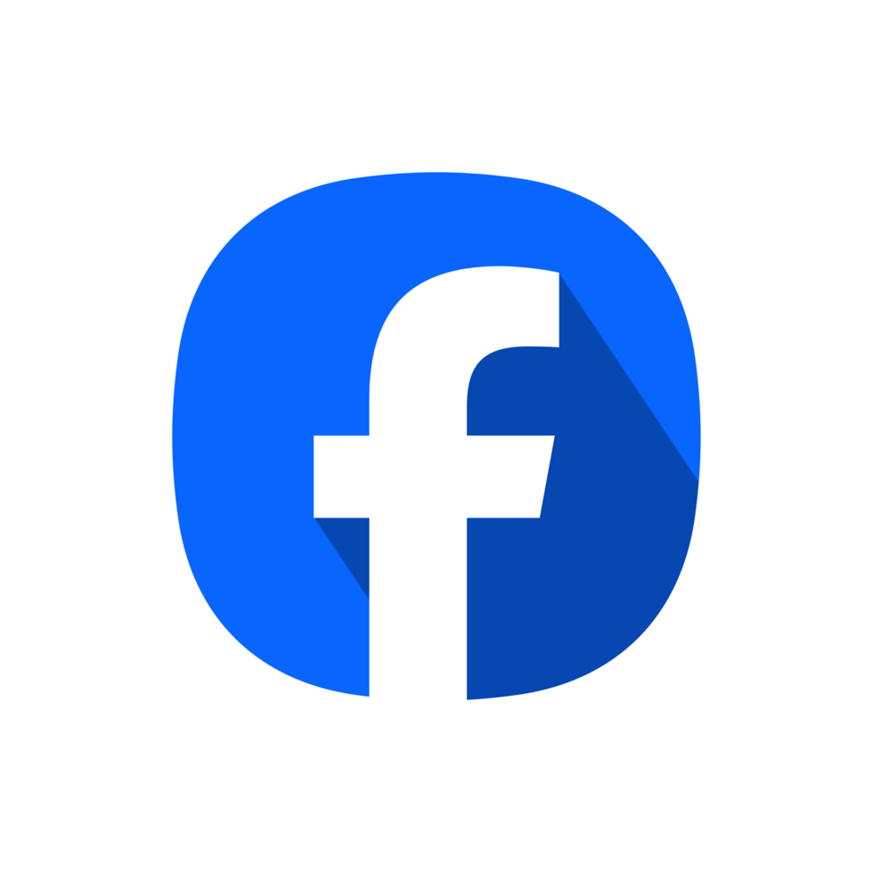 App Style Blue Facebook Logo With White Thick Border And Long Shadow On A Transparent Background Free Png